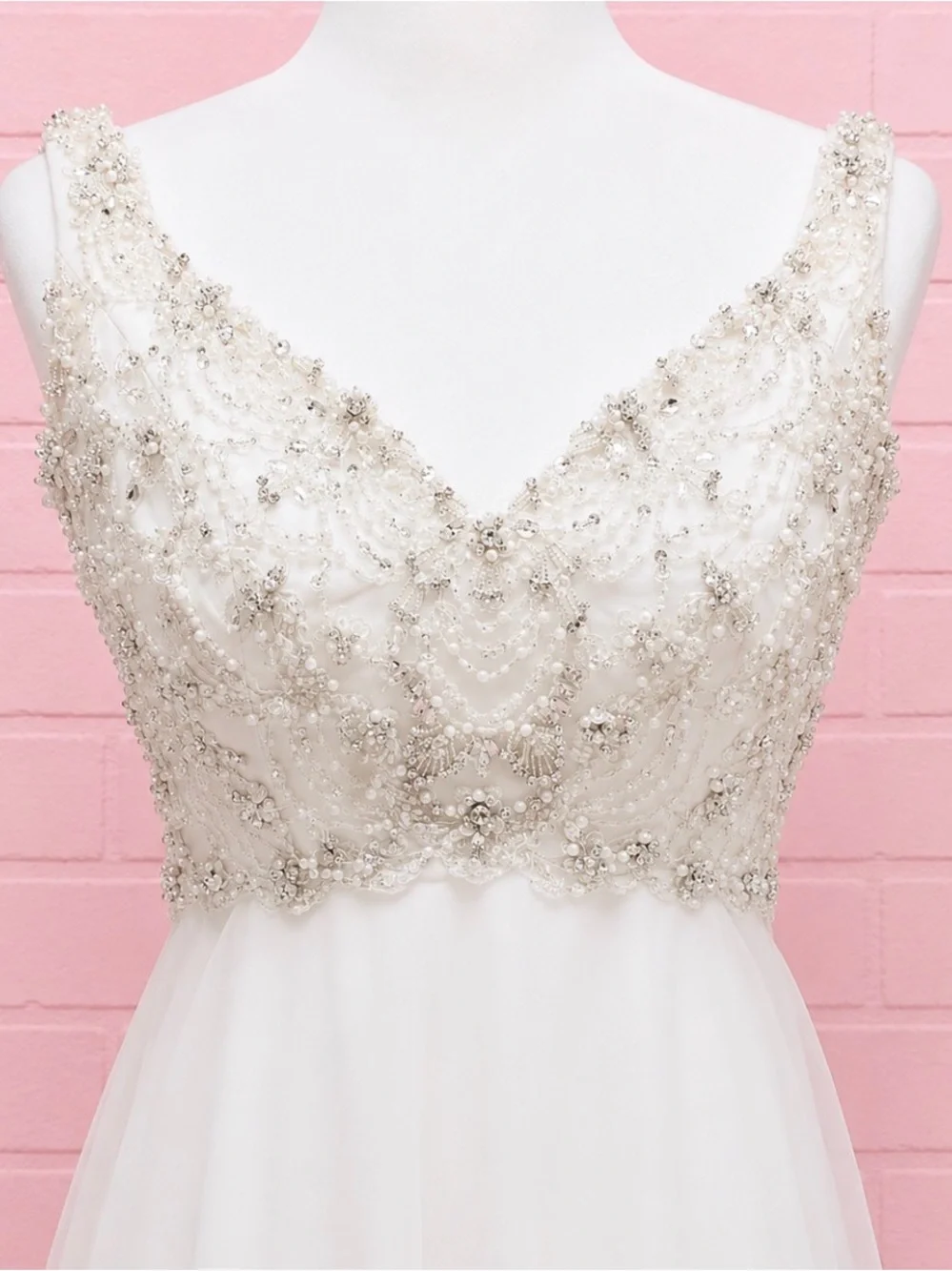 Mori Lee Beaded V-Neck Ivory Wedding Gown
